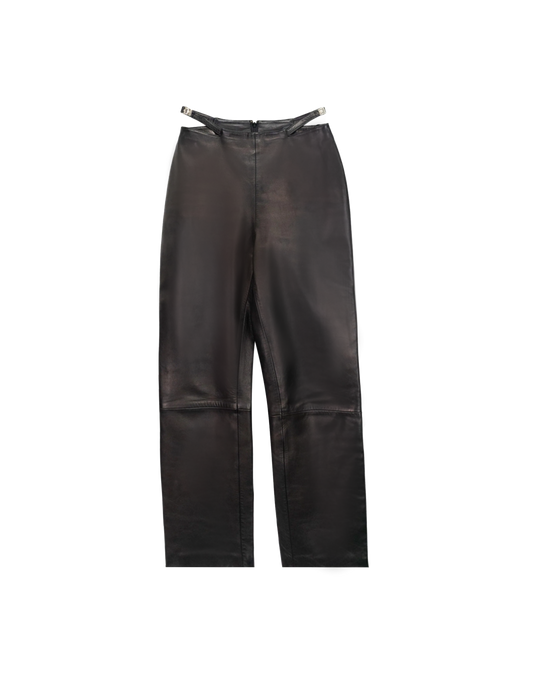 Gianni Versace 2000s Leather Cut-out Pants