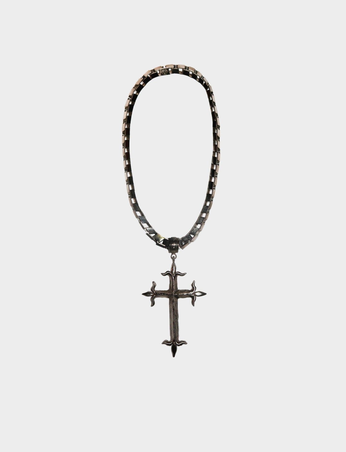 Gianni Versace 1990s Gothic Gunmetal Cross Necklace