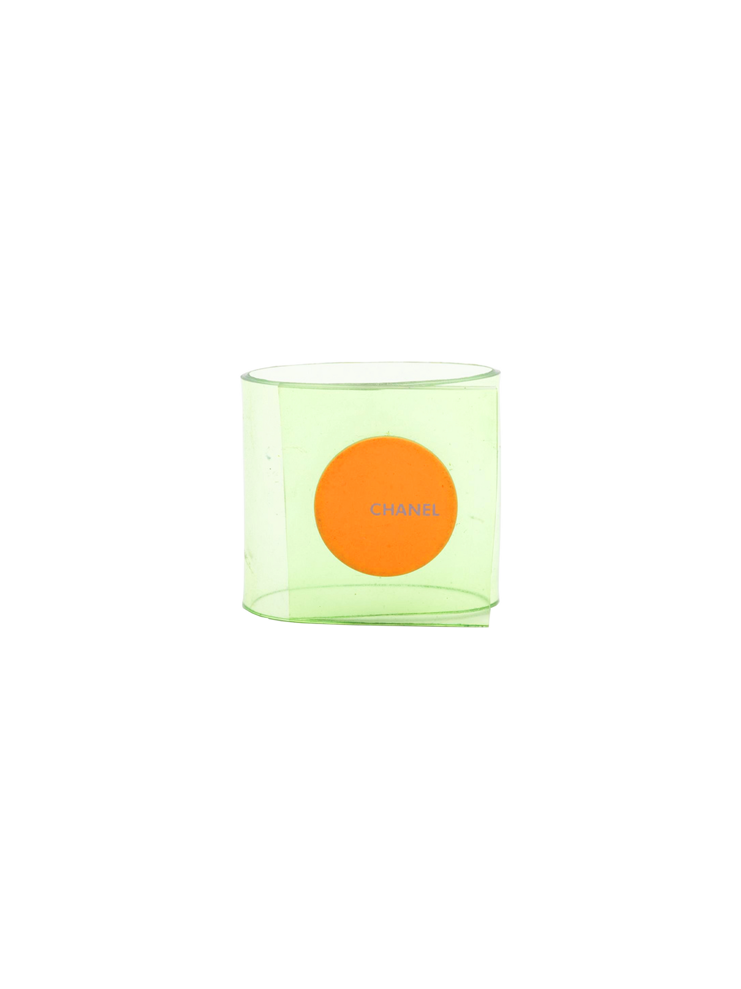 Chanel 2000s Green Vinyl Ring Orange Logo