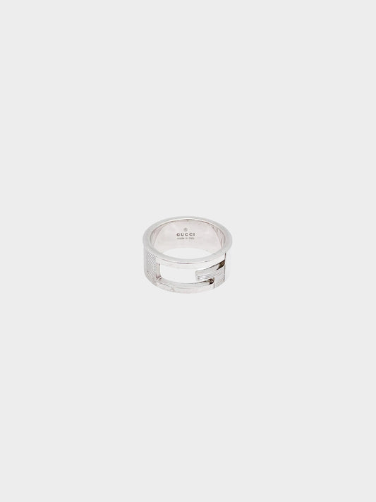 Gucci 1990s Sterling Silver G Logo Ring