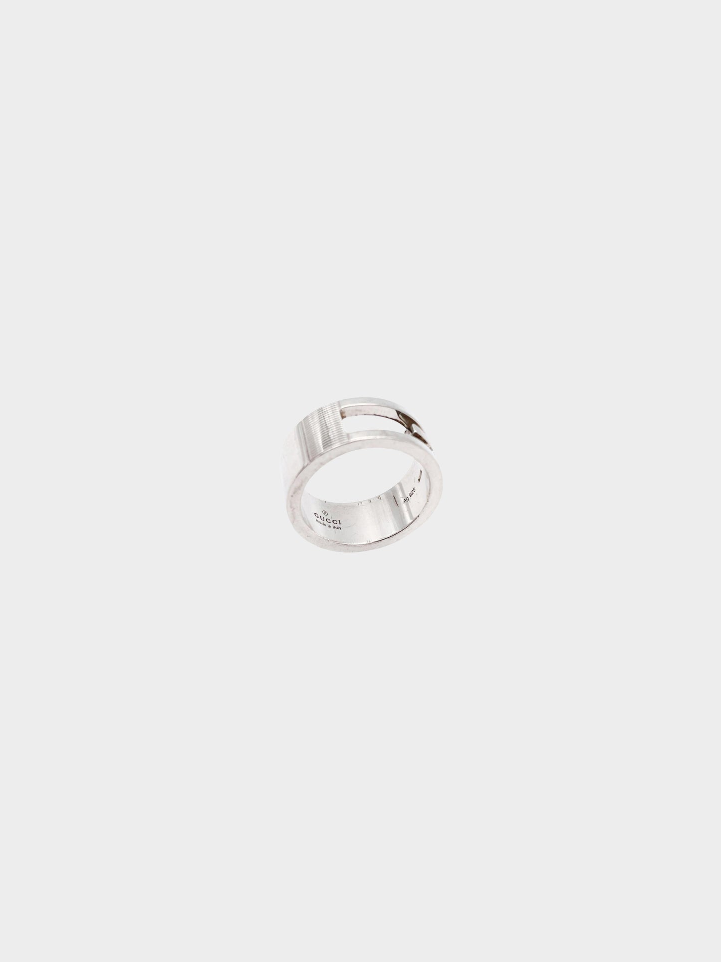 Gucci 1990s Sterling Silver G Logo Ring