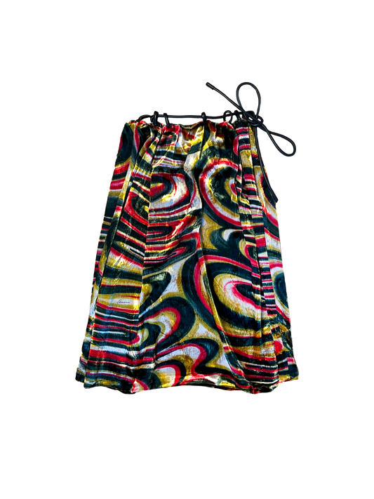 Gucci by Tom Ford FW 1999 Velvet Swirl Skirt with Leather Belt