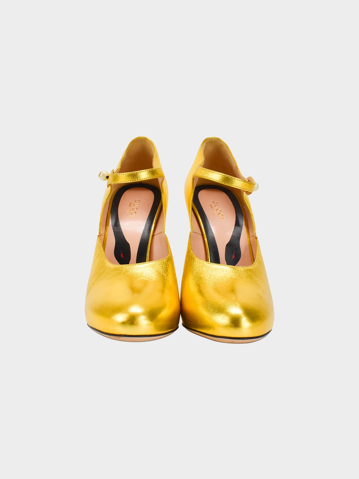 Gucci FW 2016 Gold Mary Jane Heels