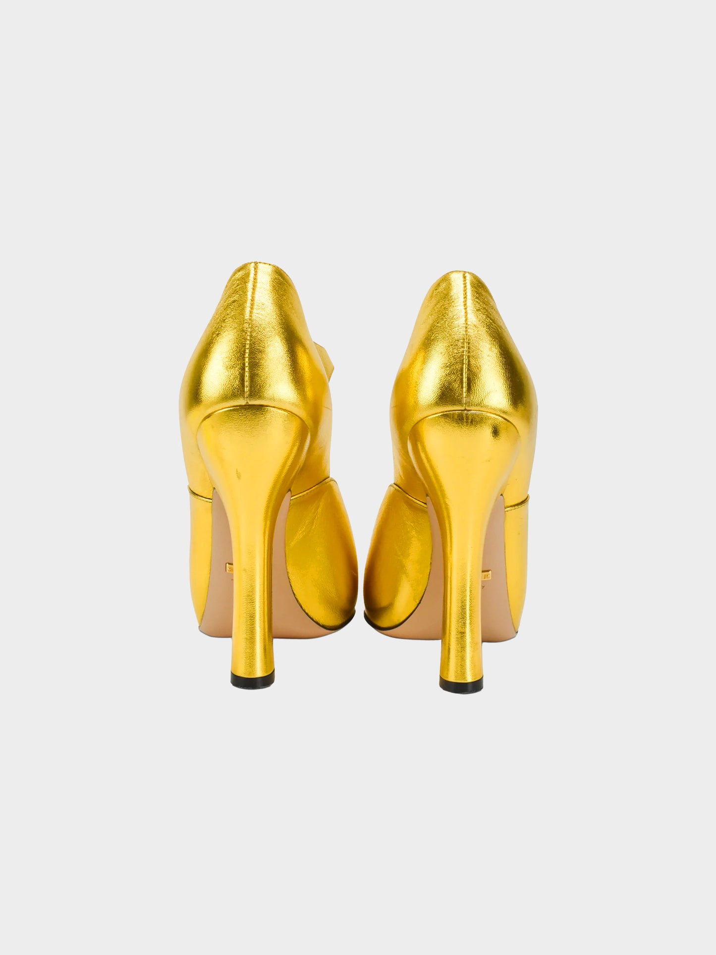 Gucci FW 2016 Gold Mary Jane Heels