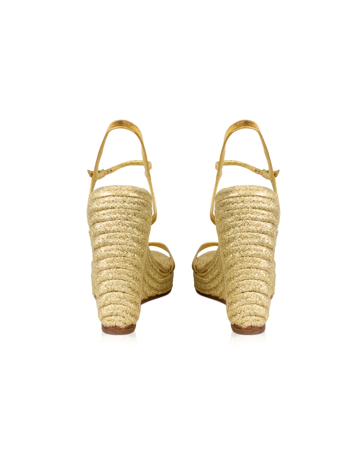 Gucci 2010s Strappy Gold Espadrille Wedges