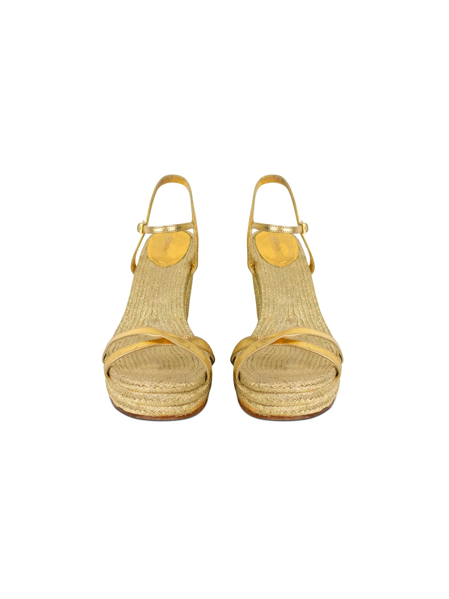 Gucci 2010s Strappy Gold Espadrille Wedges