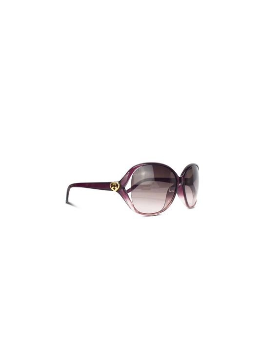 Gucci 2000s Oversized Purple Heart Sunglasses