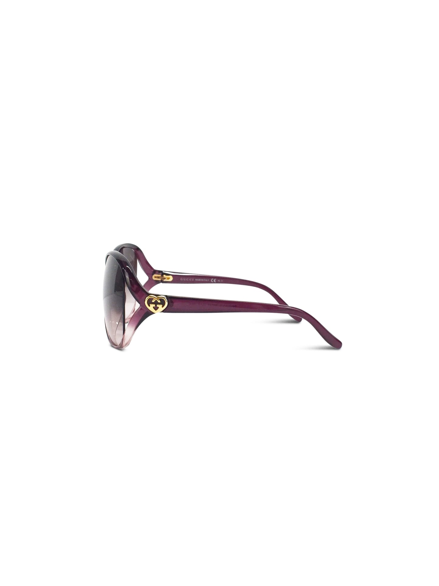 Gucci 2000s Oversized Purple Heart Sunglasses