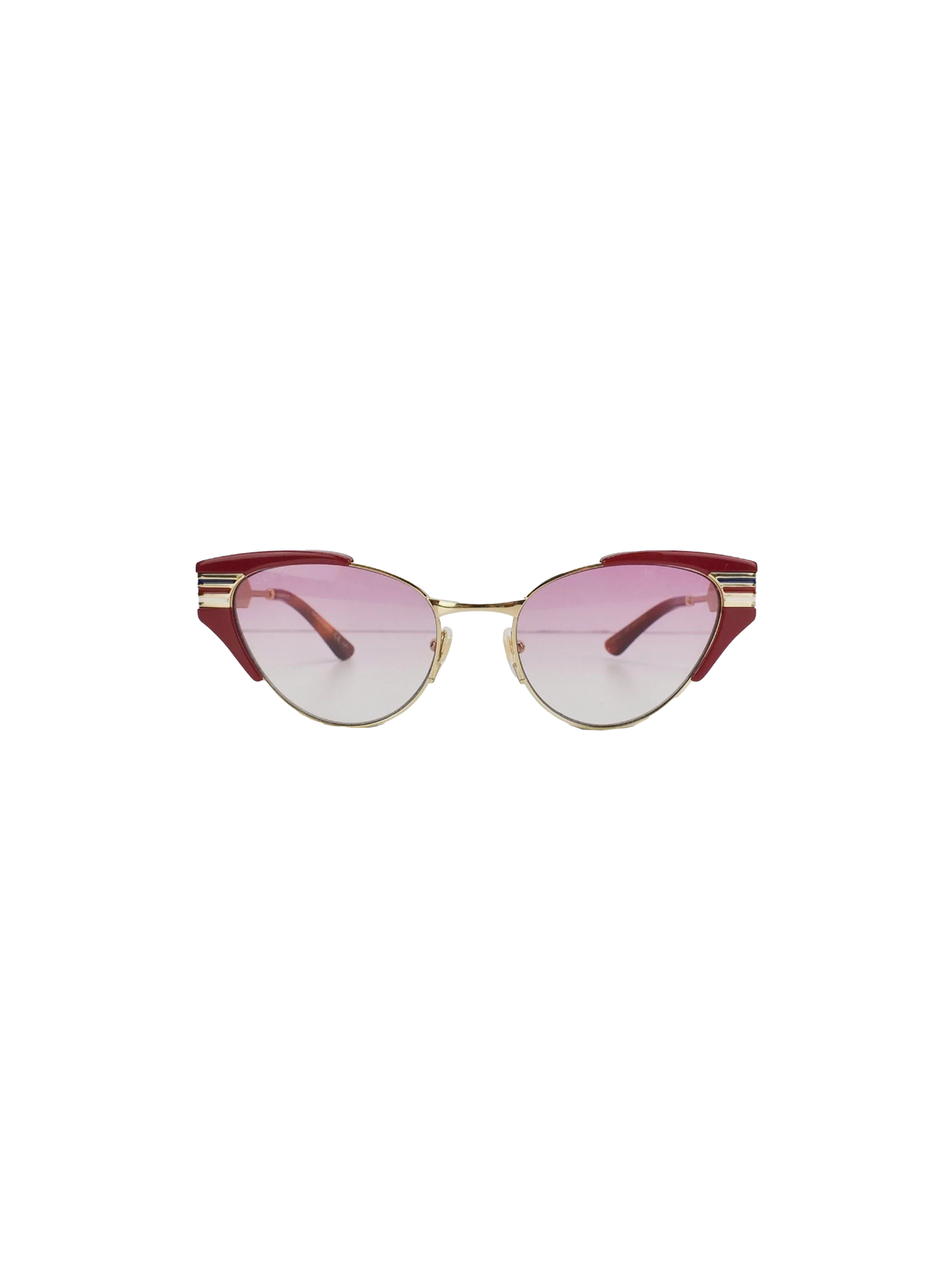 Gucci 2000s Red and Gold Cat Eye Logo Sunglasses