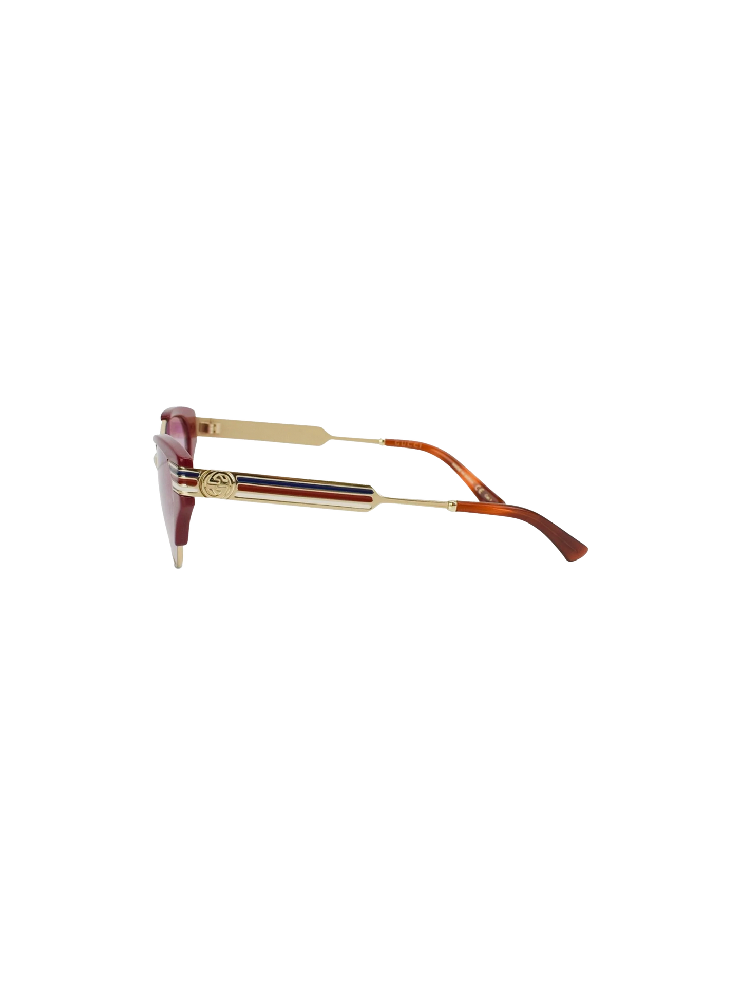 Gucci 2000s Red and Gold Cat Eye Logo Sunglasses