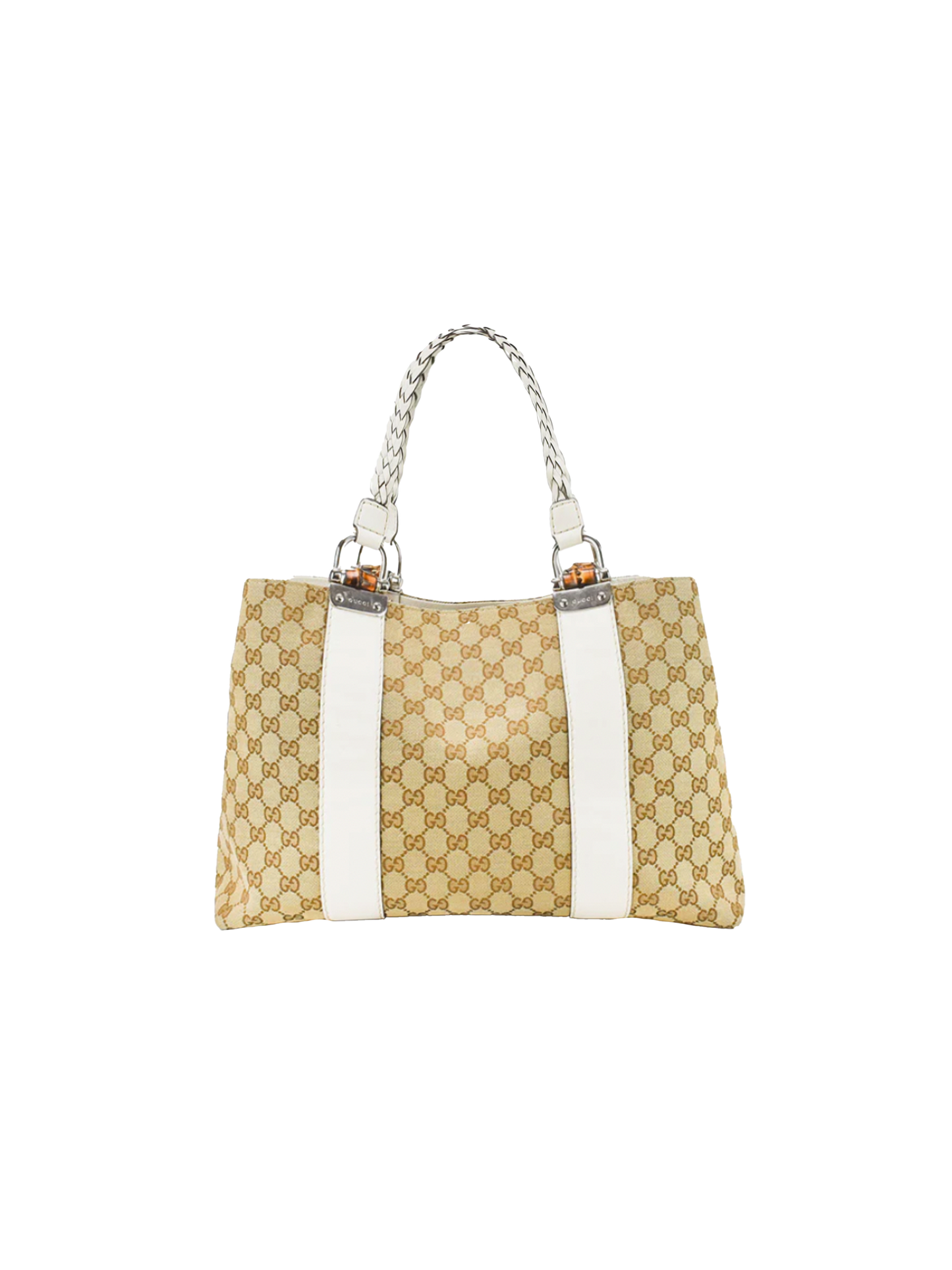 Gucci 2000s Monogram Braided Handle Tote Bag