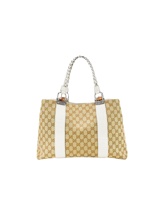 Gucci 2000s Monogram Braided Handle Tote Bag