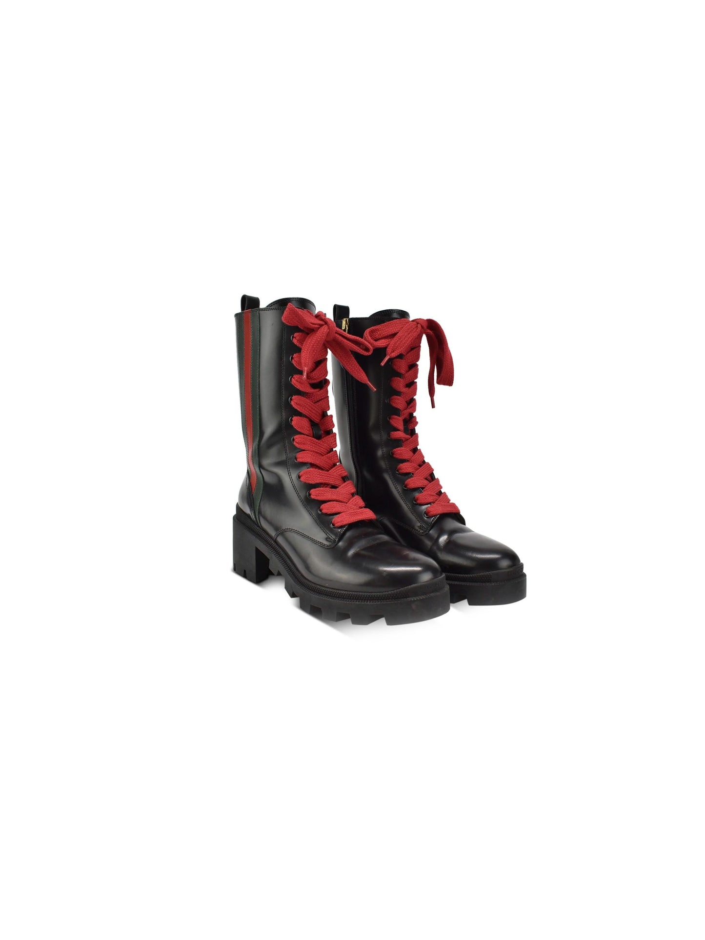 Gucci 2020s Red and Green Stripe Combat Boots