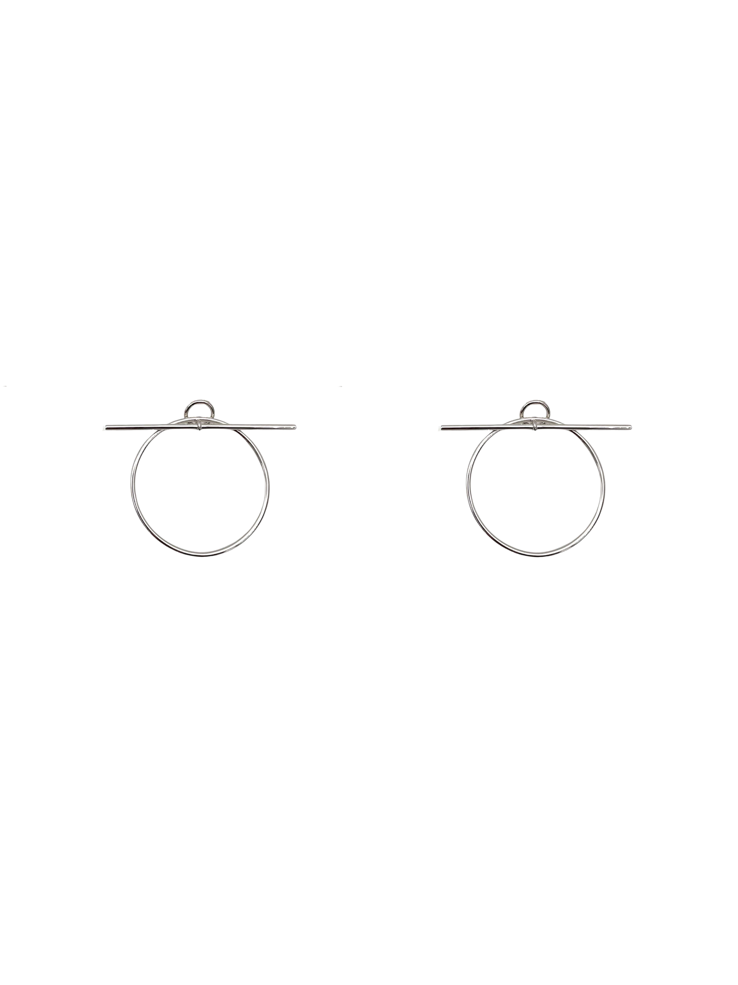 Hermès 2010s Sterling Silver T Hoop Earrings