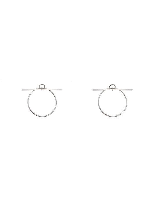 Hermès 2010s Sterling Silver T Hoop Earrings