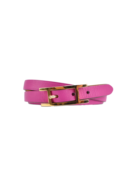 Hermès Magenta 2020s Leather Hapi T2 Wrap Bracelet