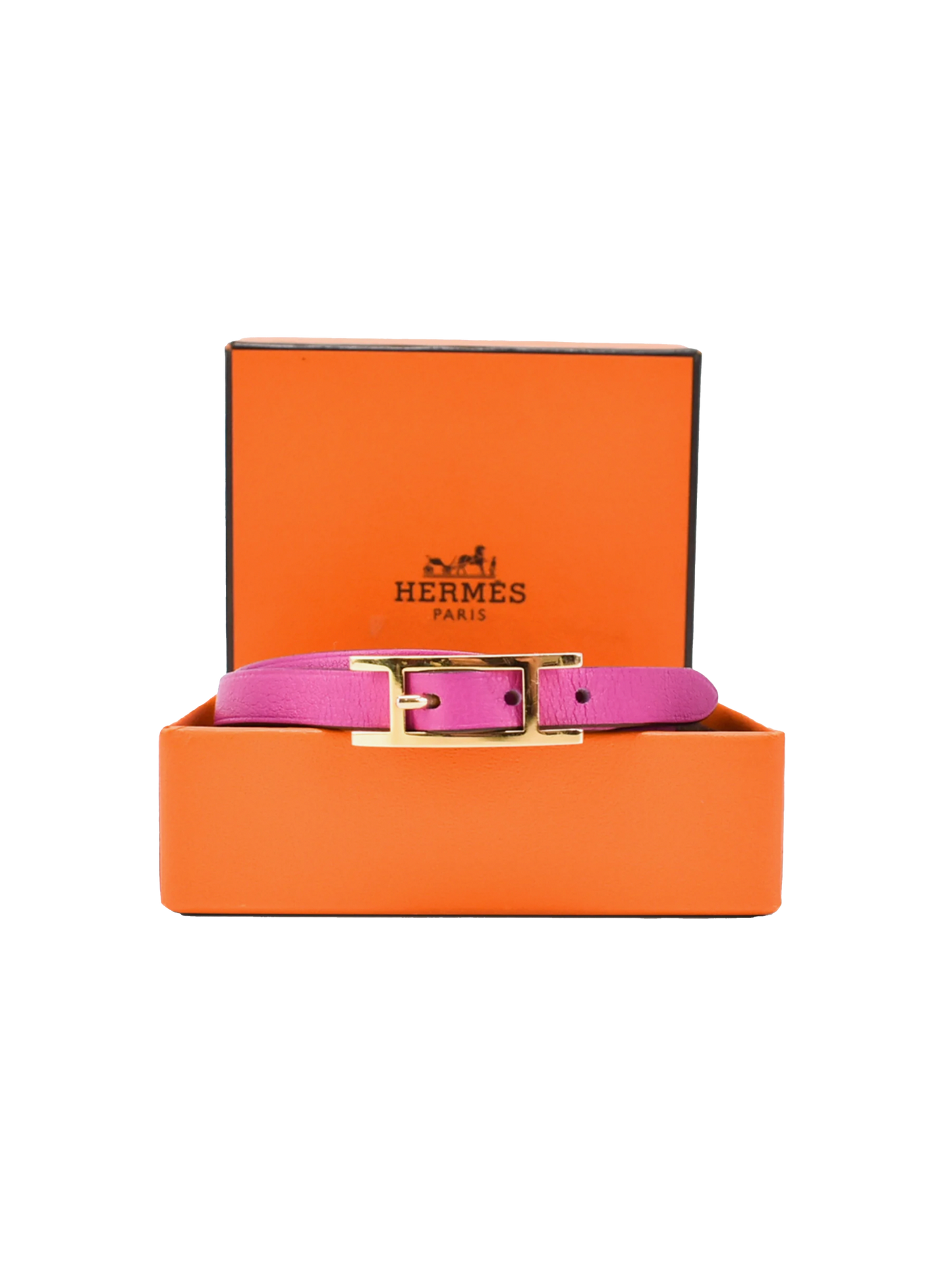 Hermès Magenta 2020s Leather Hapi T2 Wrap Bracelet