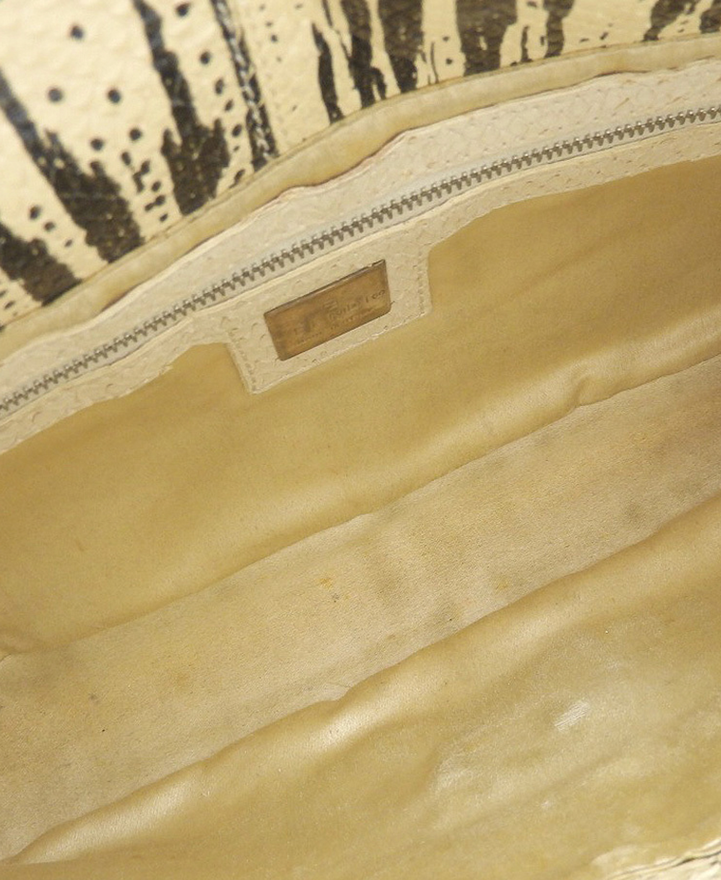 Fendi 2000s Python Leather Beige Striped Baguette