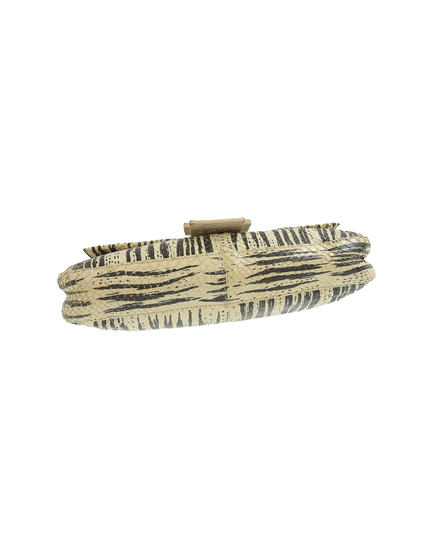 Fendi 2000s Python Leather Beige Striped Baguette