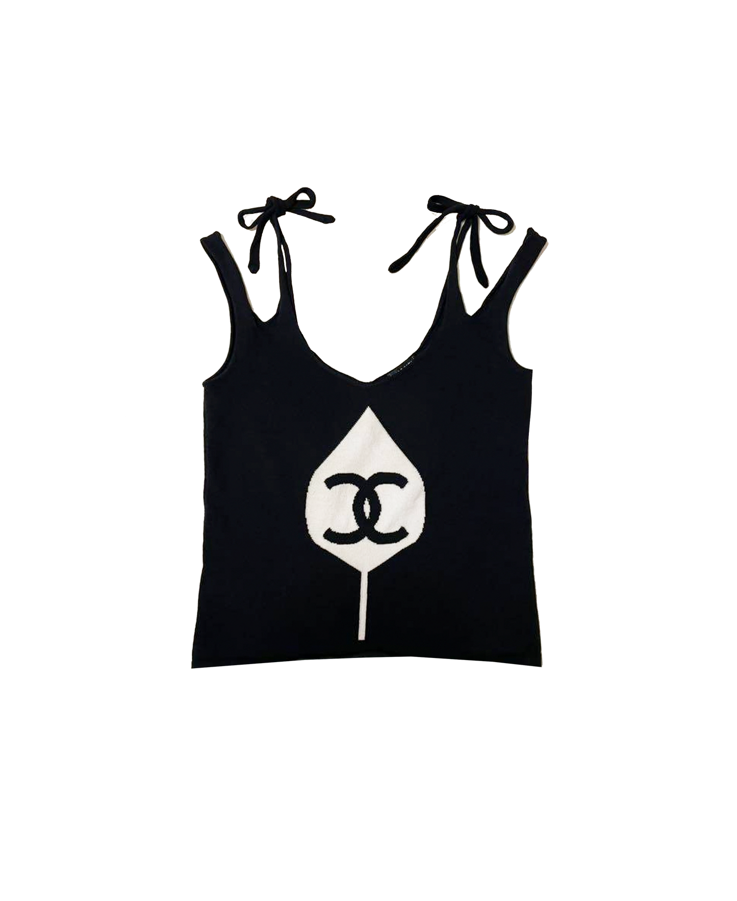 Chanel 2004 Black Knit Ribbon Tank