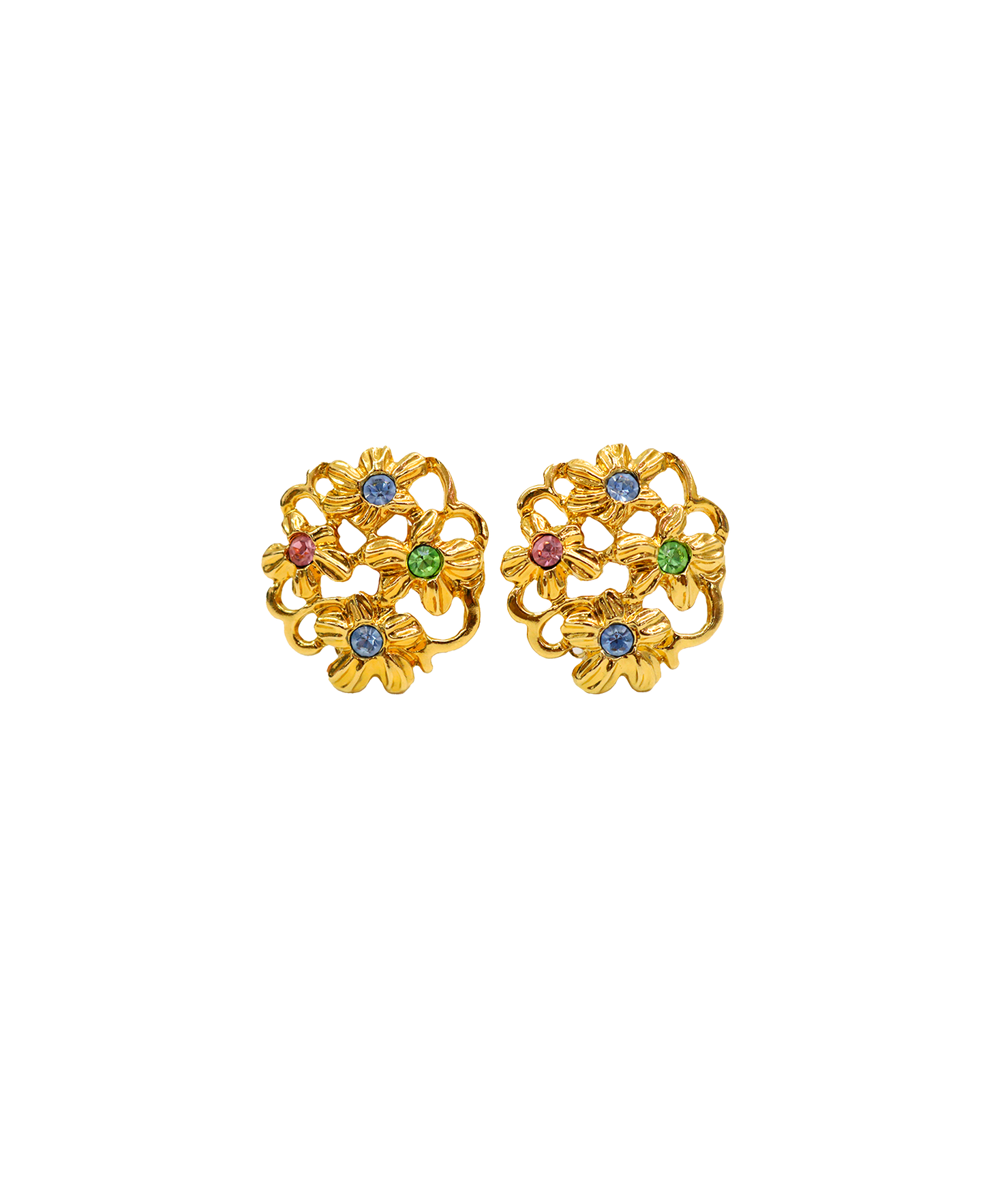Yves Saint Laurent 1990s Floral Clip Ons