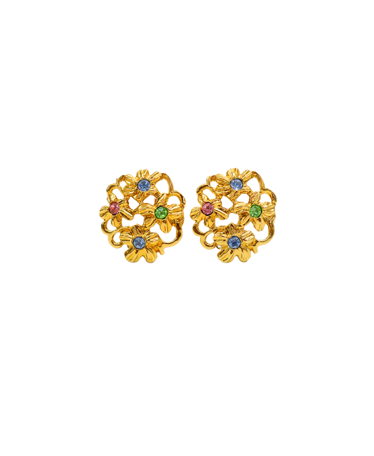 Yves Saint Laurent 1990s Floral Clip Ons