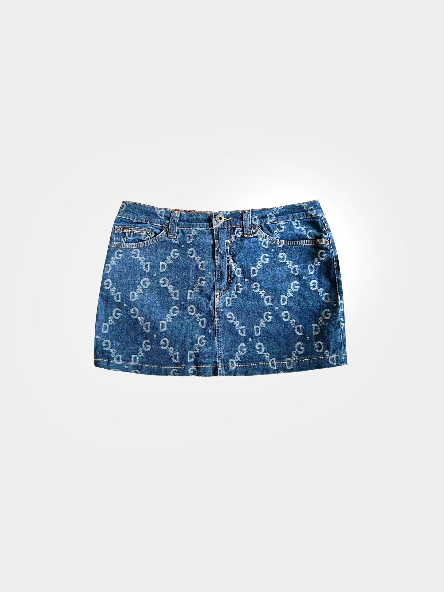 Dolce and Gabbana D&G 2000s Monogram Denim Miniskirt