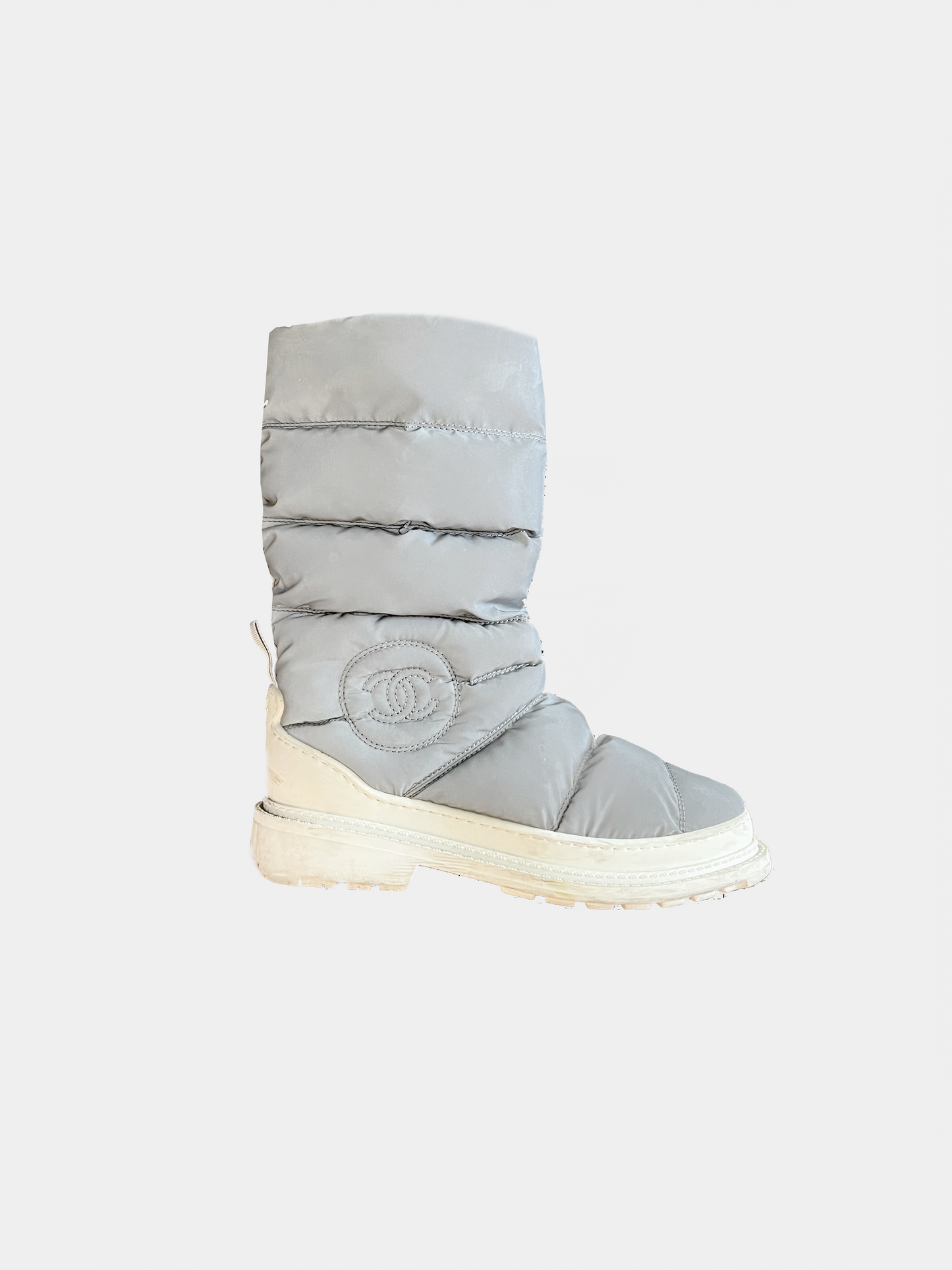 Chanel 2000s Grey Reflective Shiny Snow Boots