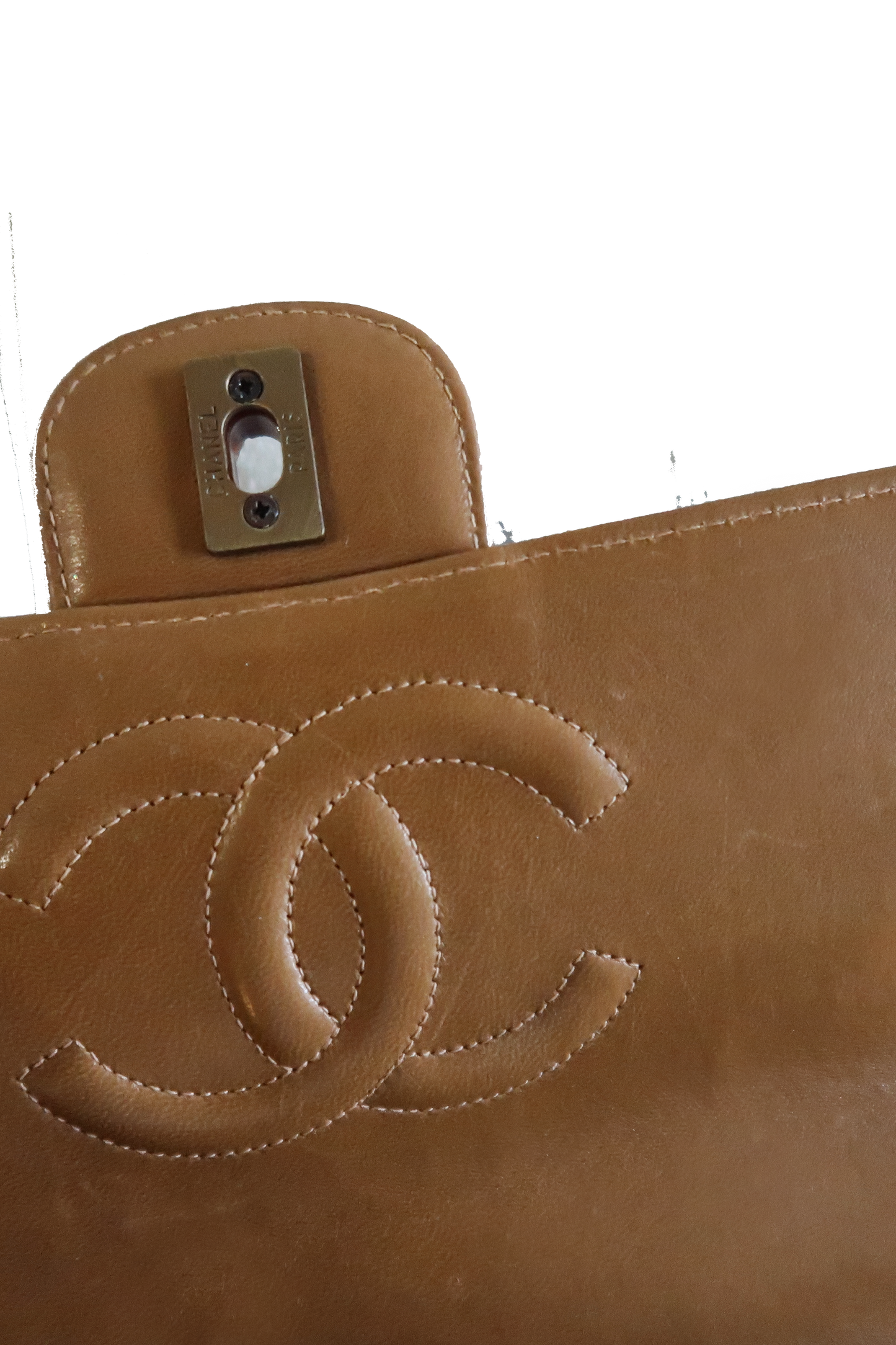 Chanel 1994/1995 Brown Leather CC Resin Flap Bag