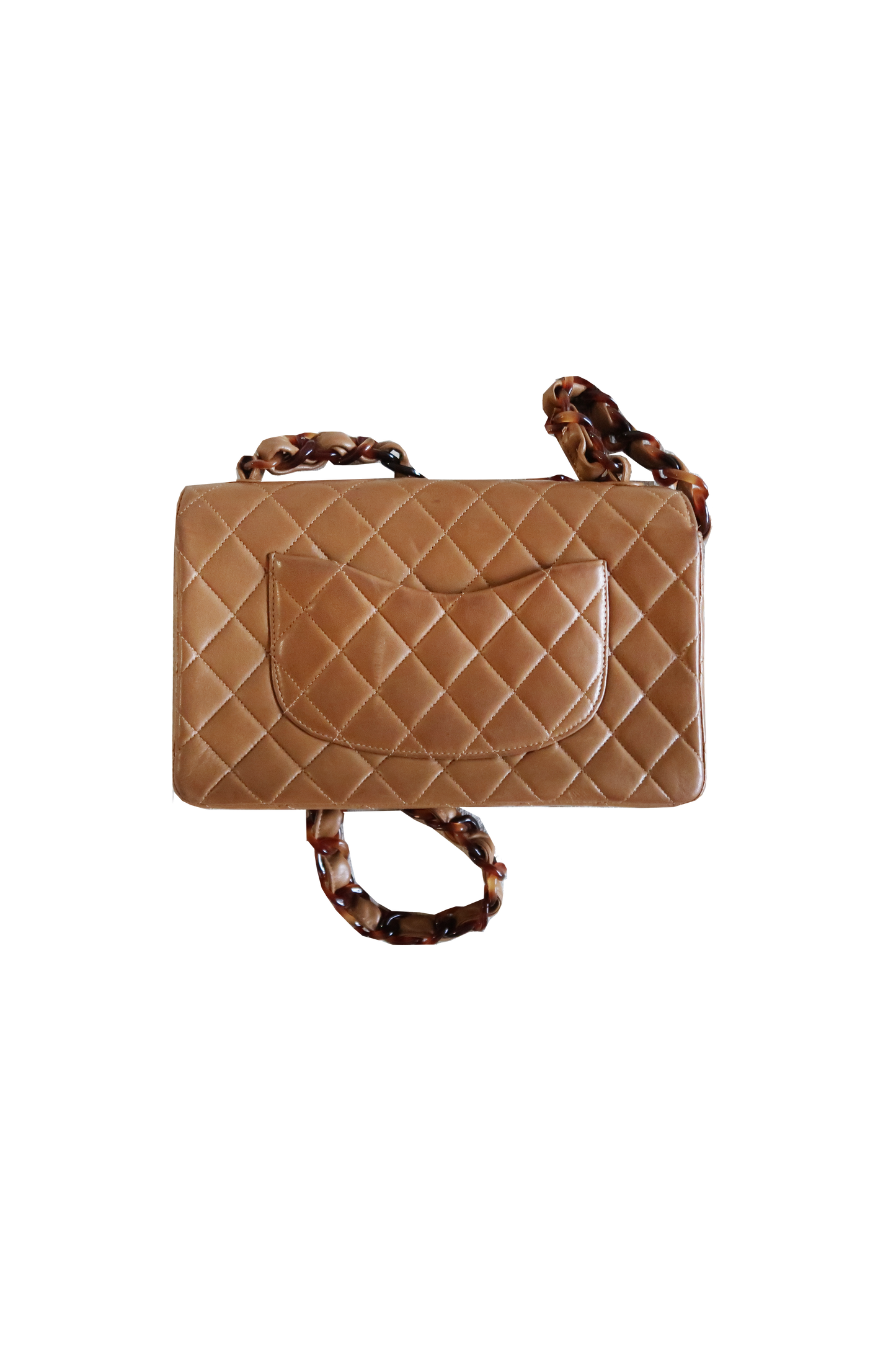 Chanel 1994/1995 Brown Leather CC Resin Flap Bag