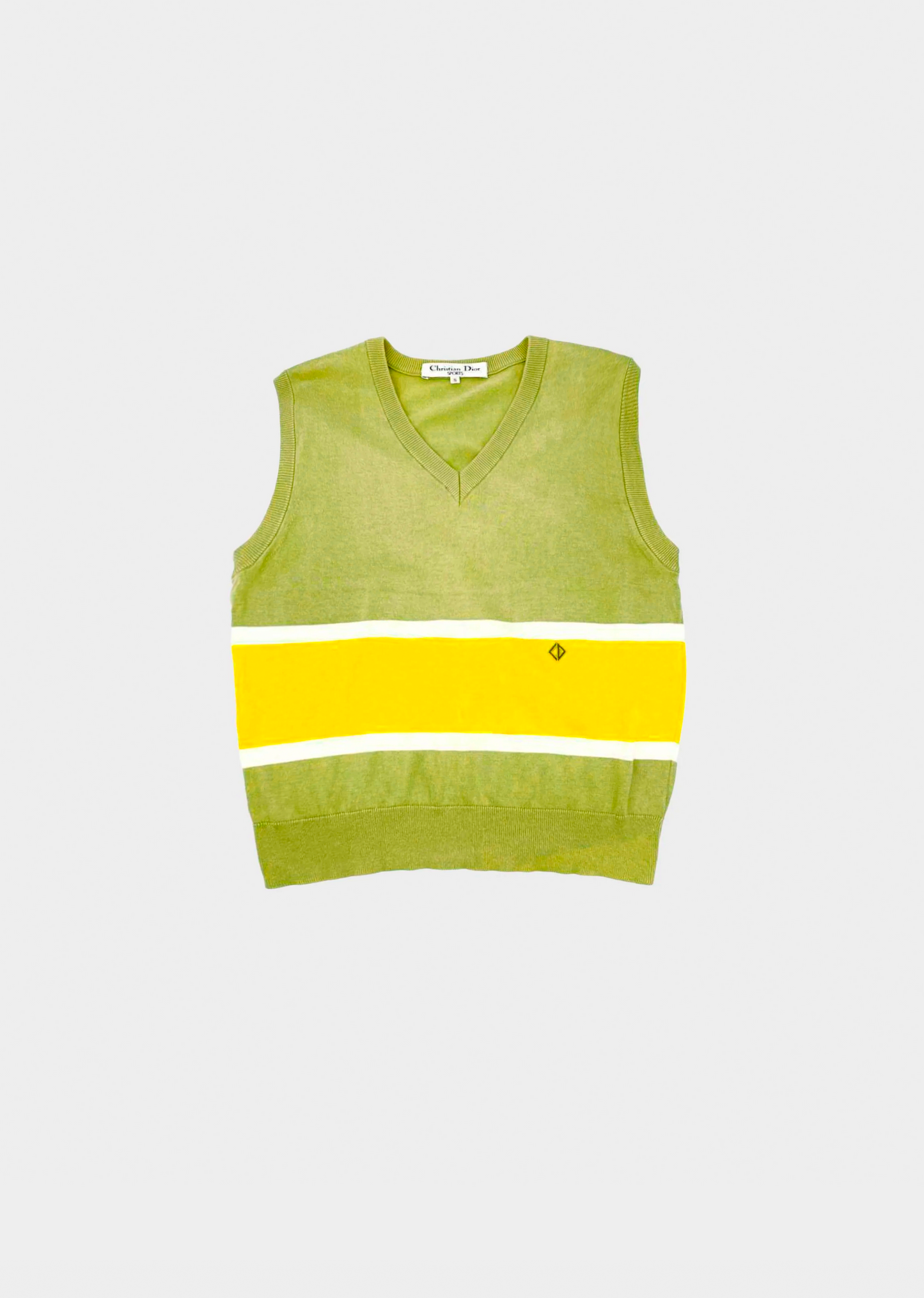 Christian Dior 1990s Sports Light Green and Yellow Border Vest