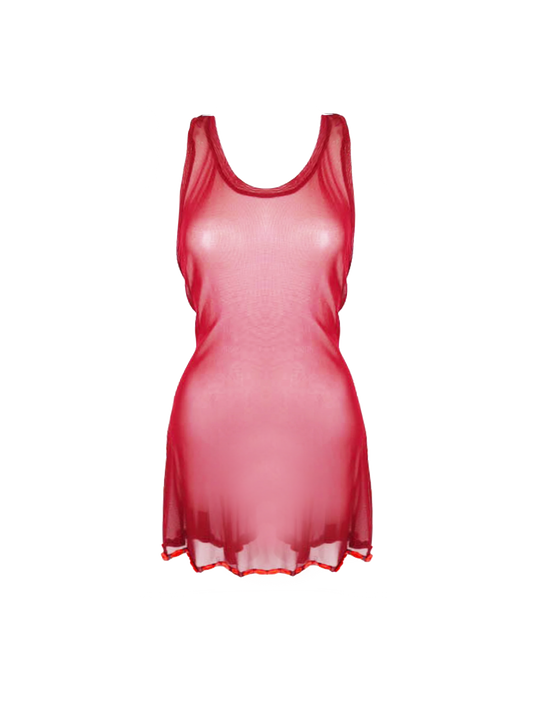 Jean Paul Gaultier 1990s Red Mesh Backless Dress
