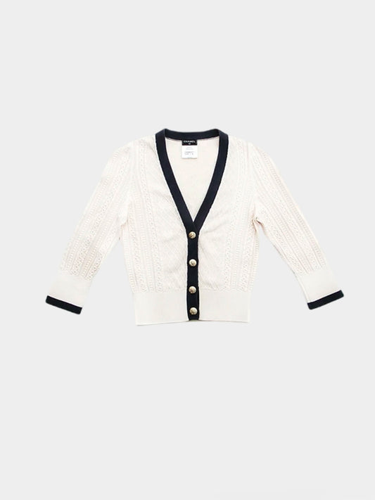 Chanel 1990s Bicolor Knit Cardigan