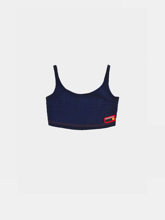 Prada Fall 2018 Waffle Knit Logo Crop Top