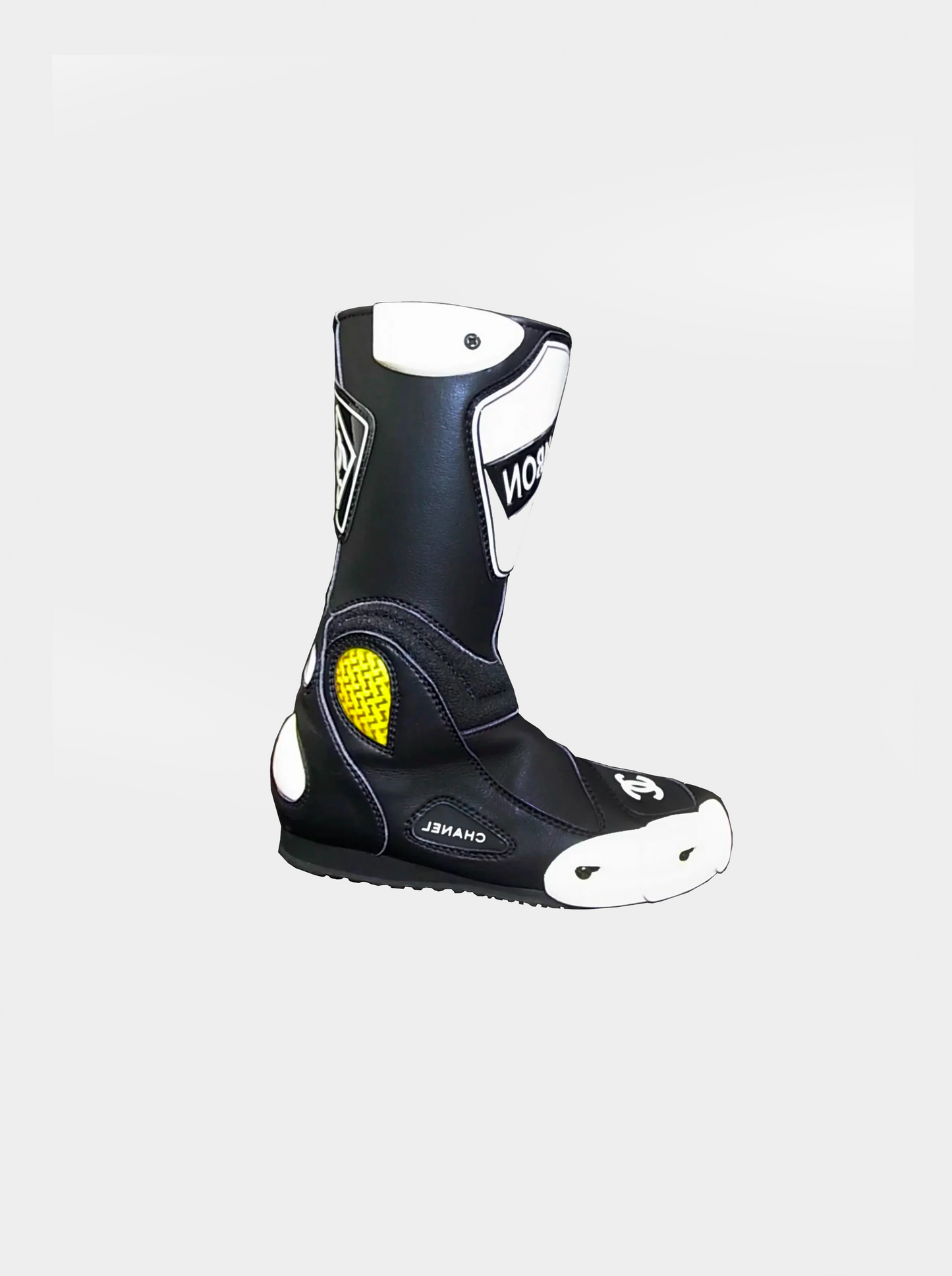 Chanel 1990s Black Leather 31 Cambon CC Motocross Boots
