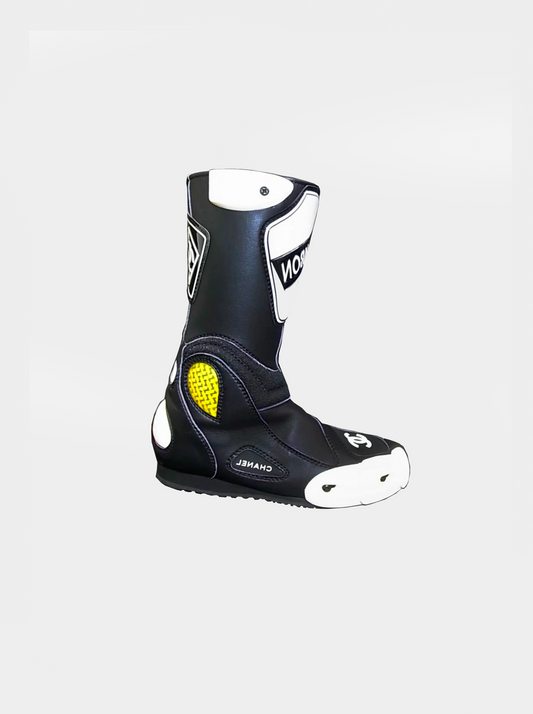 Chanel 1990s Black Leather 31 Cambon CC Motocross Boots