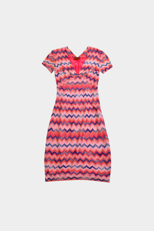 Missoni 2000s Pink Chevron Midi Dress