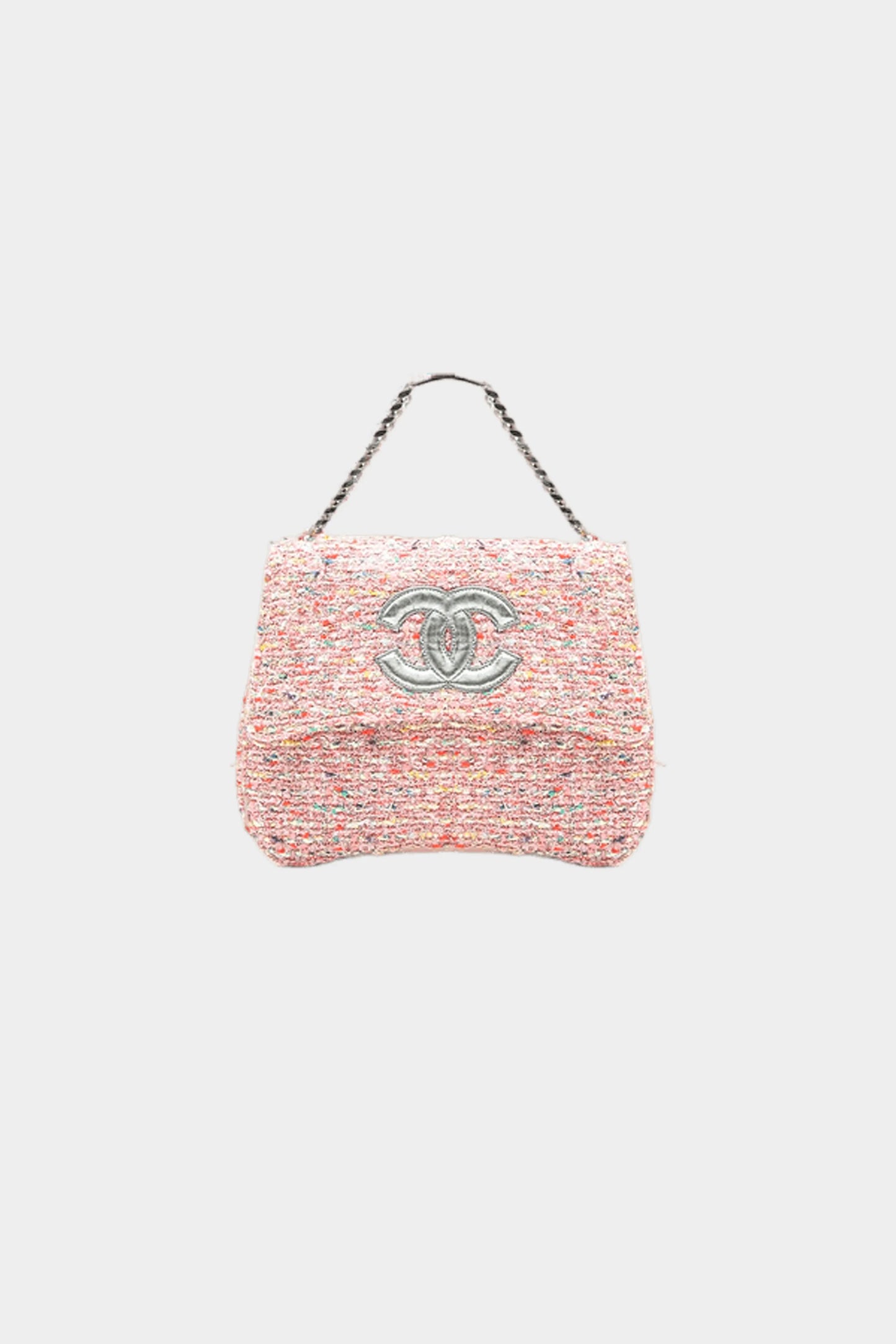 Chanel 1998 CC Patch Flap Tweed Handbag Pink