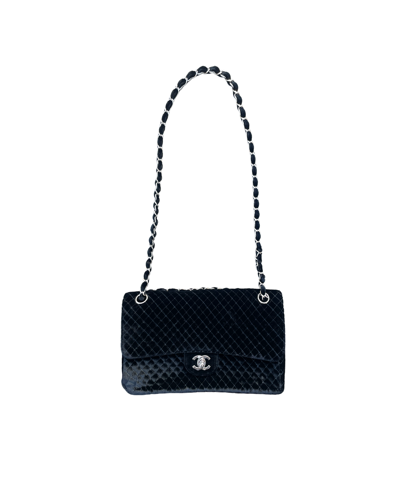 Chanel 2000s Black Rare Velvet Medium Flap Bag