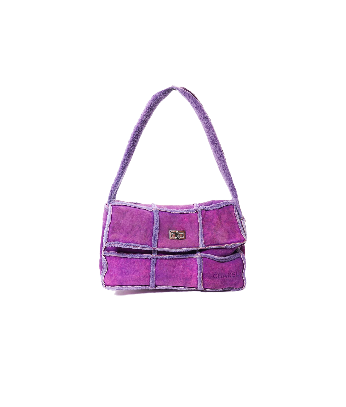 Chanel 2000s Purple Suede Chocolate Shoulder Bag