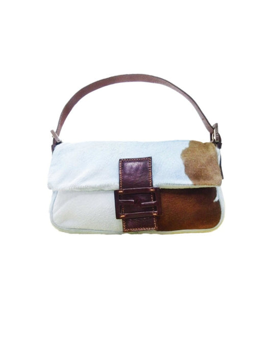 Fendi 2000s Rare Blue and Brown Pony Hair Baguette