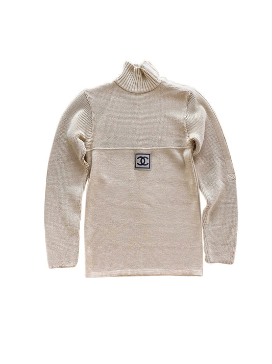 Chanel Sport Beige Turtleneck Sweater