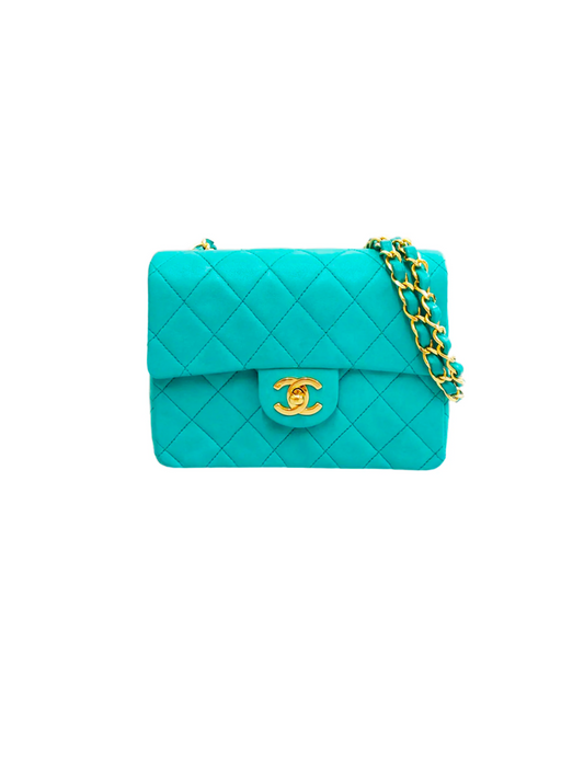 Chanel Teal 2005-2006 Square Leather Flap