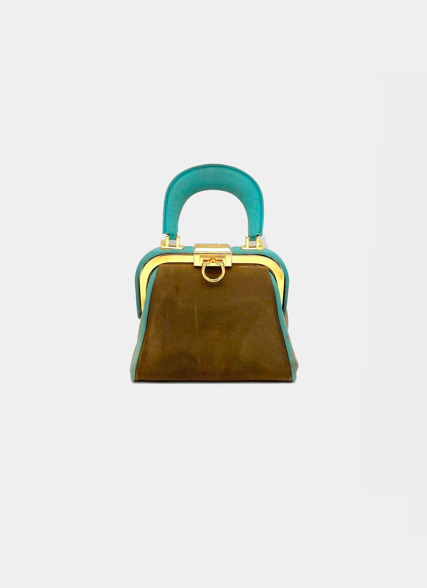 Christian Dior 1990s Rare Brown Suede Small Top Handle Bag