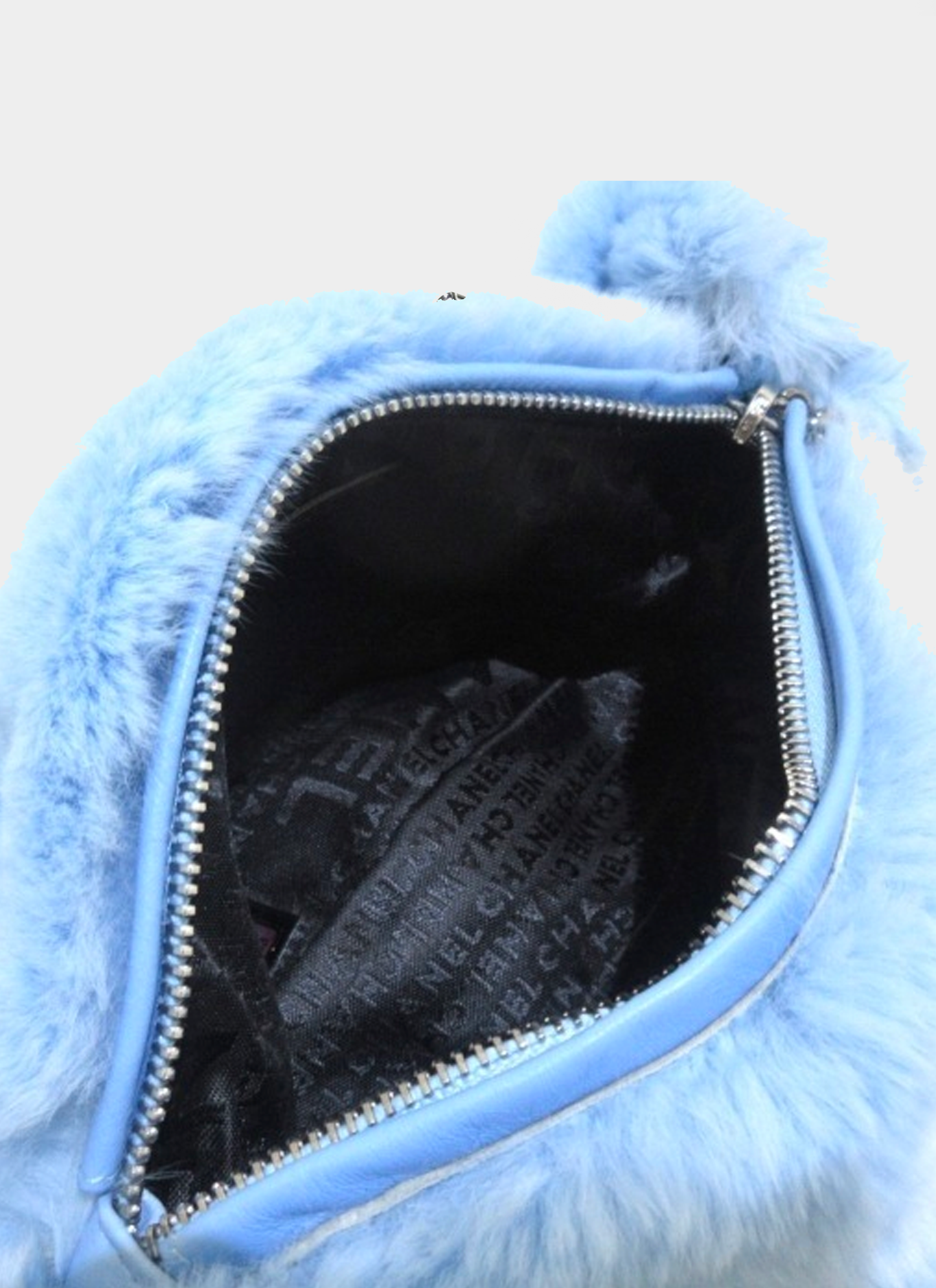 Chanel 2000s Blue Rabbit Fur Rounded Bag
