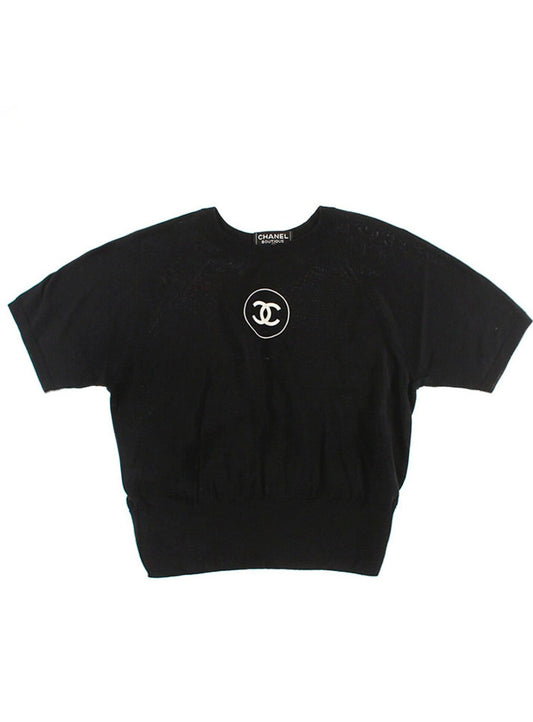 Chanel Rare Black Knit 2000s AW Short Sleeve