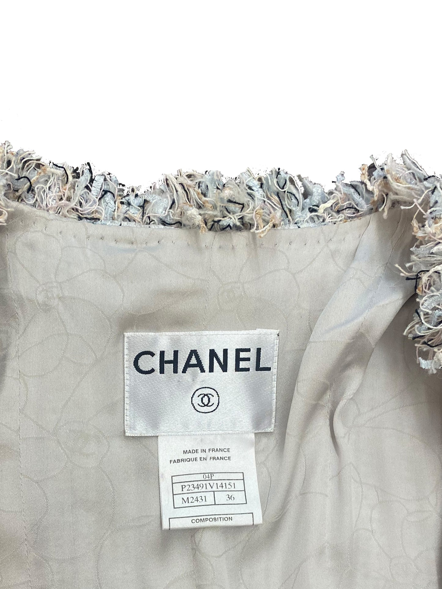 Chanel 2004 Pastel Tweed Jacket with Pearl CC Buttons