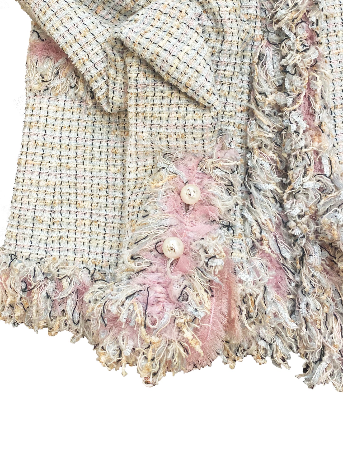 Chanel 2004 Pastel Tweed Jacket with Pearl CC Buttons
