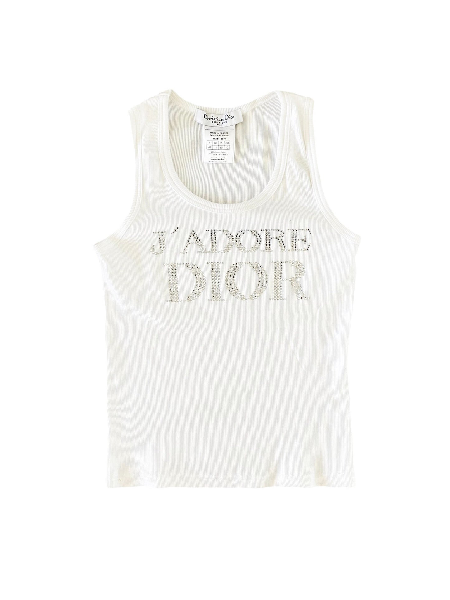 J'adore Dior 2000s Rare Ribbed Crystal Rhinestone Tank