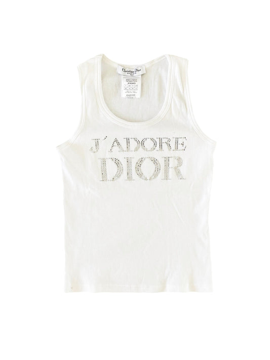 J'adore Dior 2000s Rare Ribbed Crystal Rhinestone Tank